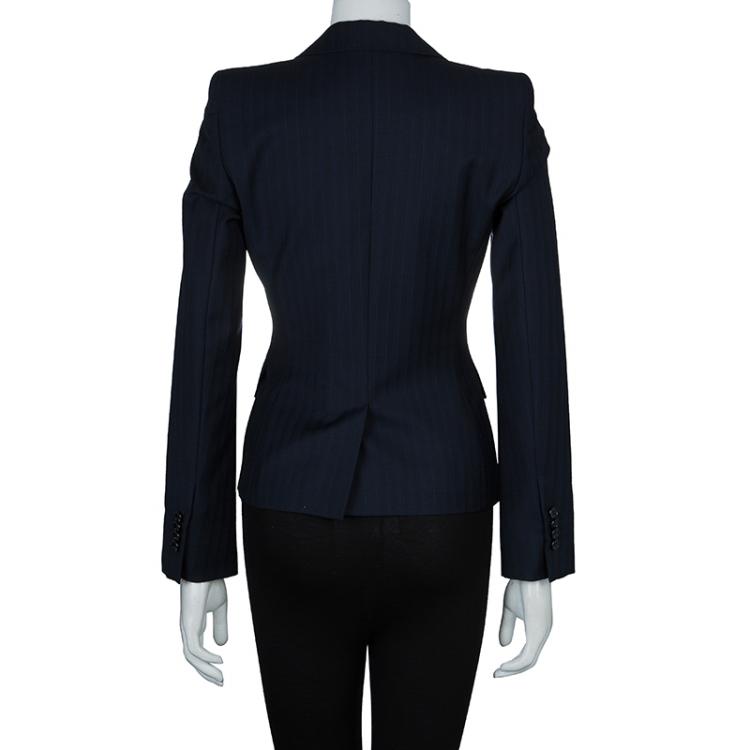 Pre Owned D&G Navy Blue Pinstriped Wool Blazer S