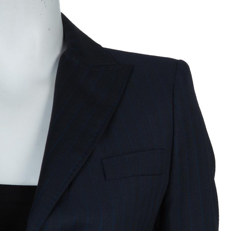 Pre Owned D&G Navy Blue Pinstriped Wool Blazer S