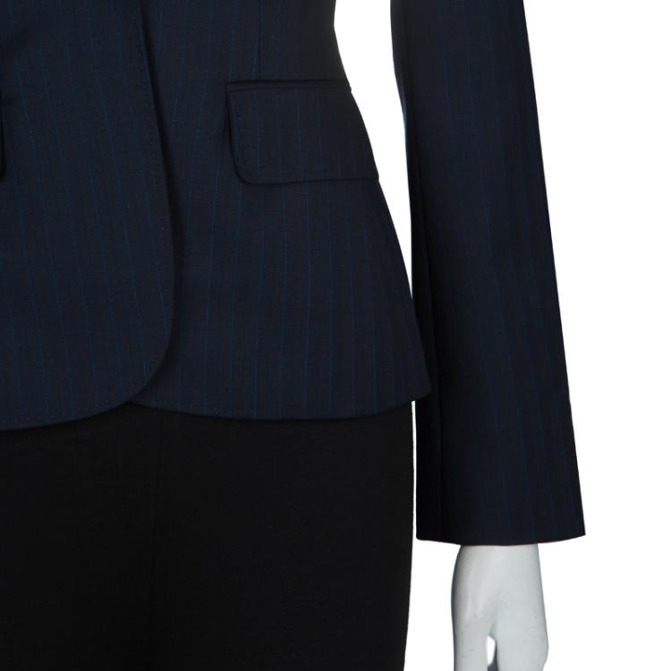 Pre Owned D&G Navy Blue Pinstriped Wool Blazer S