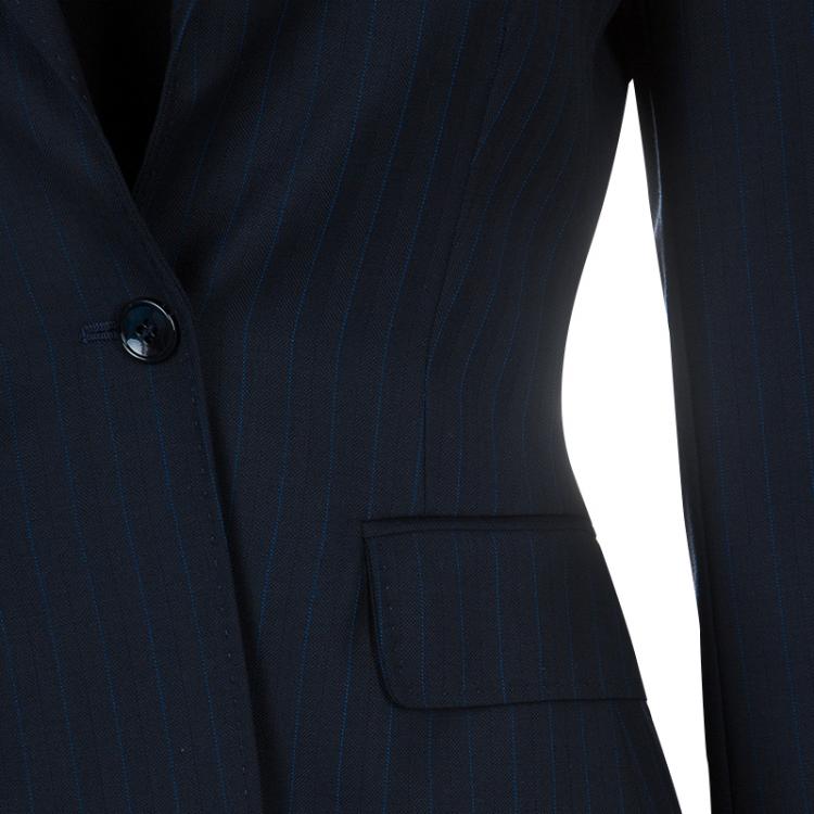 Pre Owned D&G Navy Blue Pinstriped Wool Blazer S