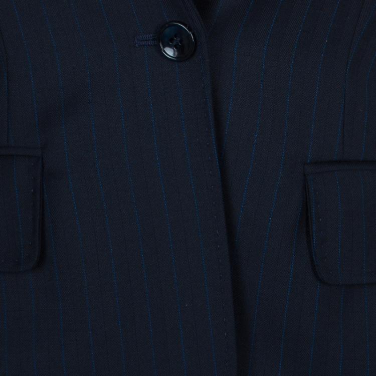 Pre Owned D&G Navy Blue Pinstriped Wool Blazer S