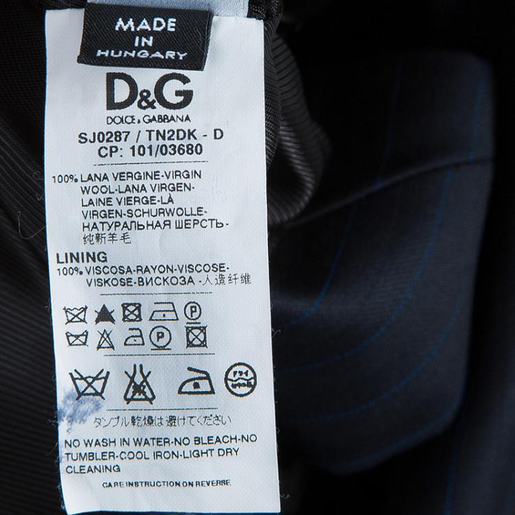 Pre Owned D&G Navy Blue Pinstriped Wool Blazer S