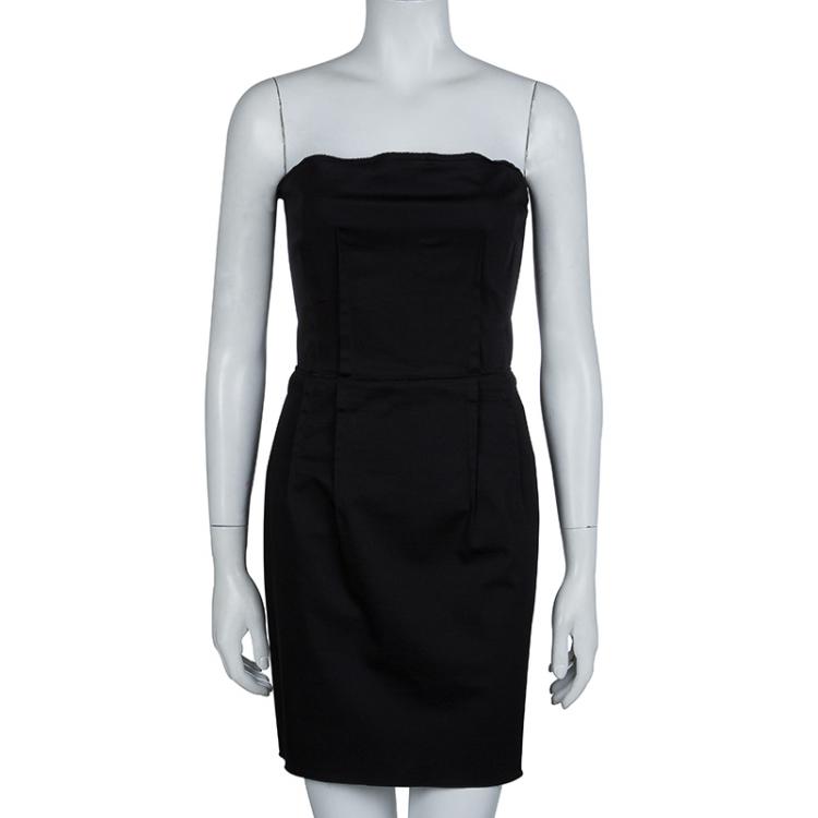 Pre Owned D&G Black Cotton Strapless Dress M