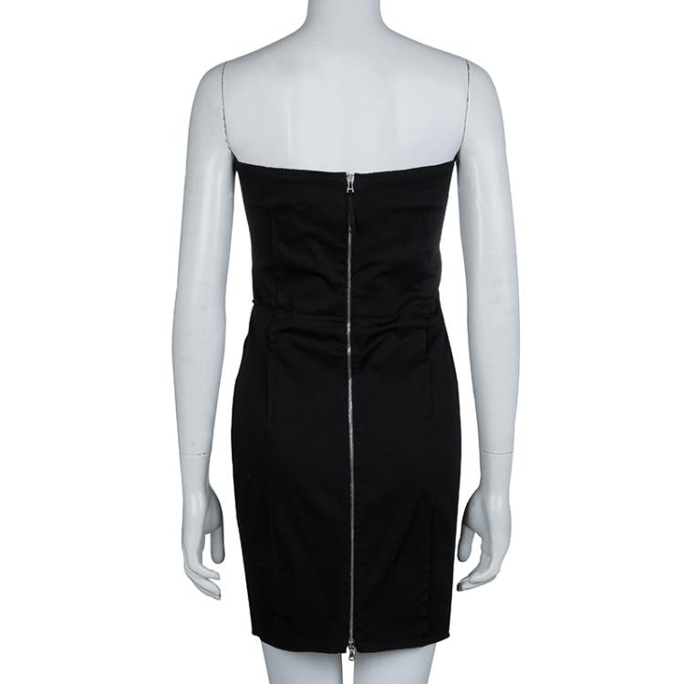 Pre Owned D&G Black Cotton Strapless Dress M