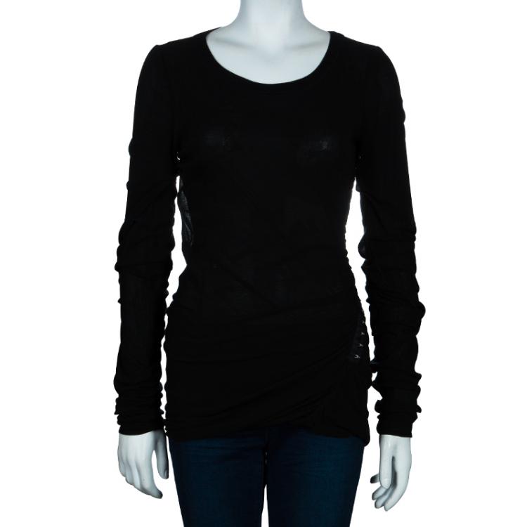 Pre Owned D&G Black Side Hook Detail Long Sleeve Top M