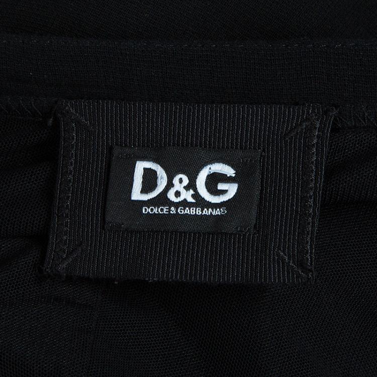 Pre Owned D&G Black Side Hook Detail Long Sleeve Top M