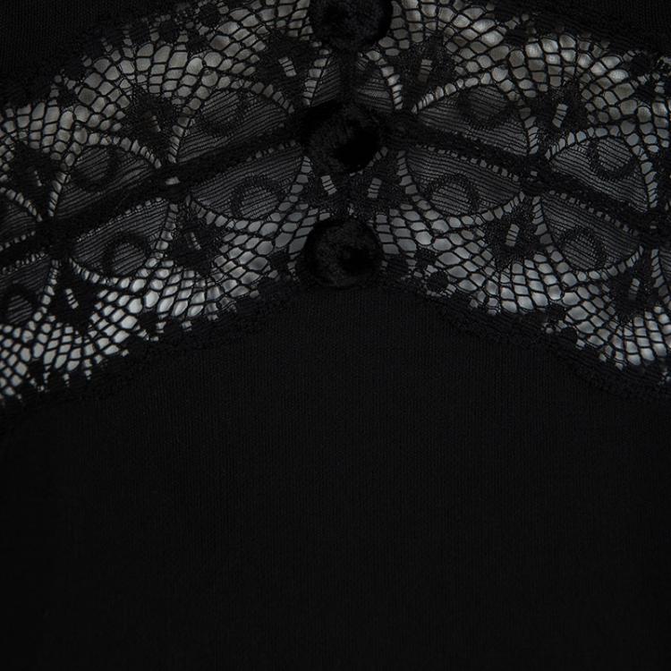 Pre Owned D&G Black Lace Detail Long Sleeve Top S