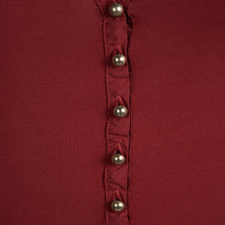 Pre Owned D&G Red V-Neck Short Sleeve Button Detail Top M
