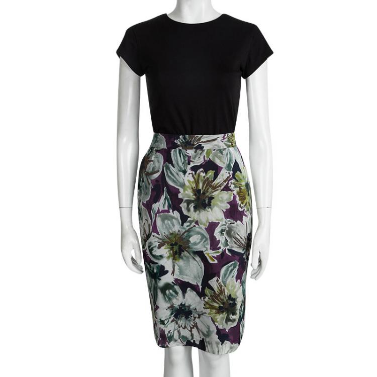 Pre Owned D&G Multicolor Floral Printed Silk Skirt M