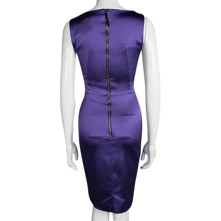 Pre Owned D&G Purple Satin Bodycon Sleeveless Dress M