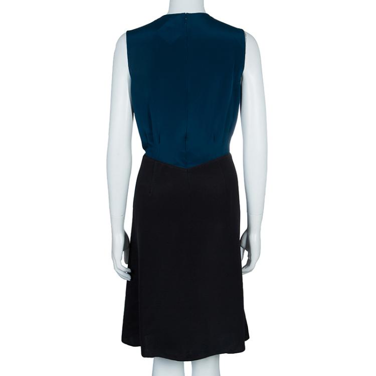 Pre Owned Derek Lam Teal Colorblock Silk Dress M