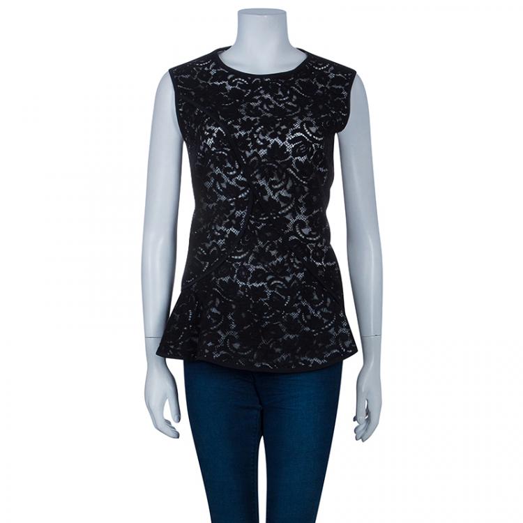 Pre Owned Derek Lam Black Lace Top L