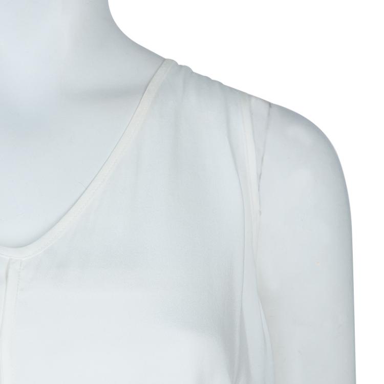Pre Owned 10 Crosby Derek Lam White and Black High-Low Hem Sleeveless Top M