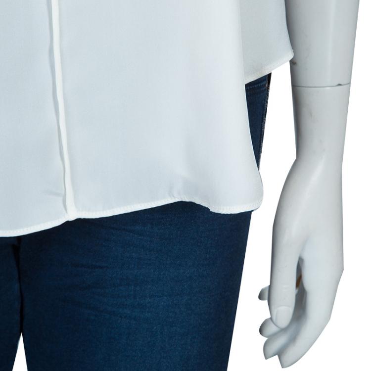 Pre Owned 10 Crosby Derek Lam White and Black High-Low Hem Sleeveless Top M