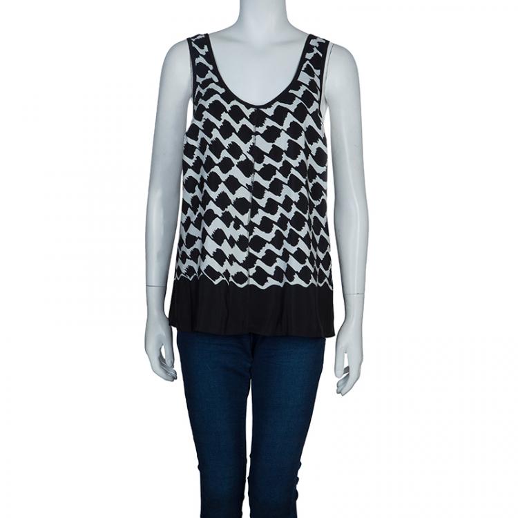 Pre Owned 10 Crosby Derek Lam Monochrome Crossover Strap Sleeveless Top M