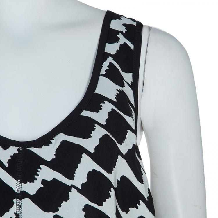 Pre Owned 10 Crosby Derek Lam Monochrome Crossover Strap Sleeveless Top M