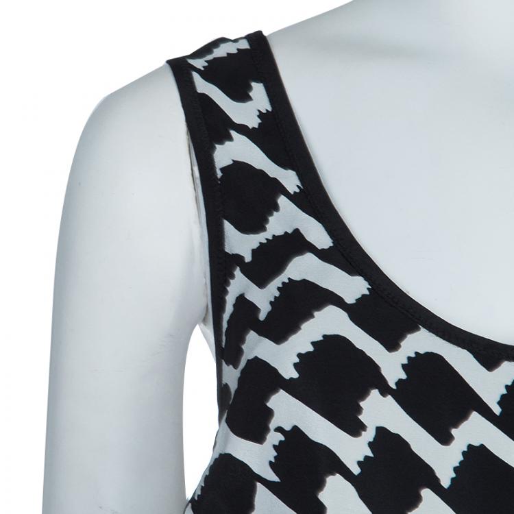 Pre Owned 10 Crosby Derek Lam Monochrome Crossover Strap Sleeveless Top M