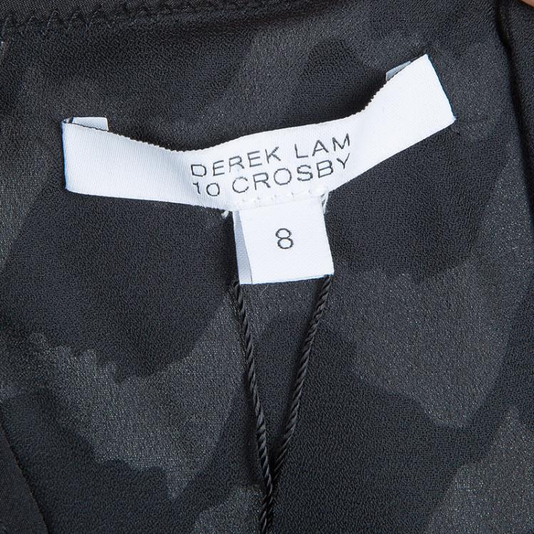 Pre Owned 10 Crosby Derek Lam Monochrome Crossover Strap Sleeveless Top M