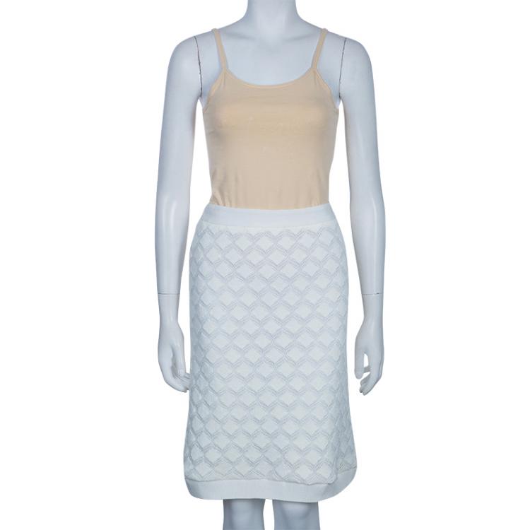 Pre Owned Derek Lam White Crochet Skirt S
