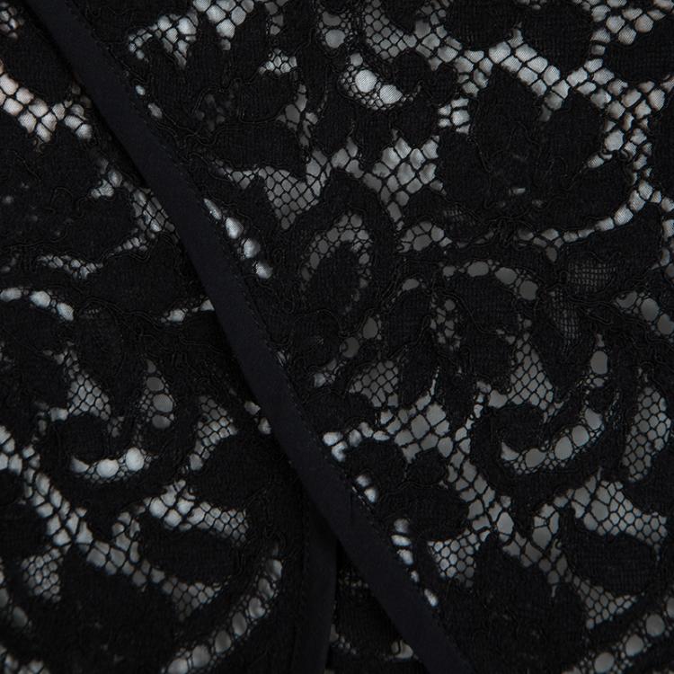 Pre Owned Derek Lam Black Lace Overlay Sleeveless Top L