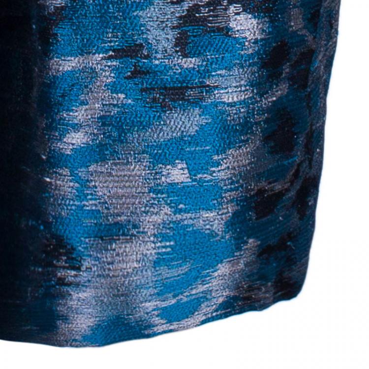 Pre Owned Derek Lam Silk Jacquard Halter Neck Dress L