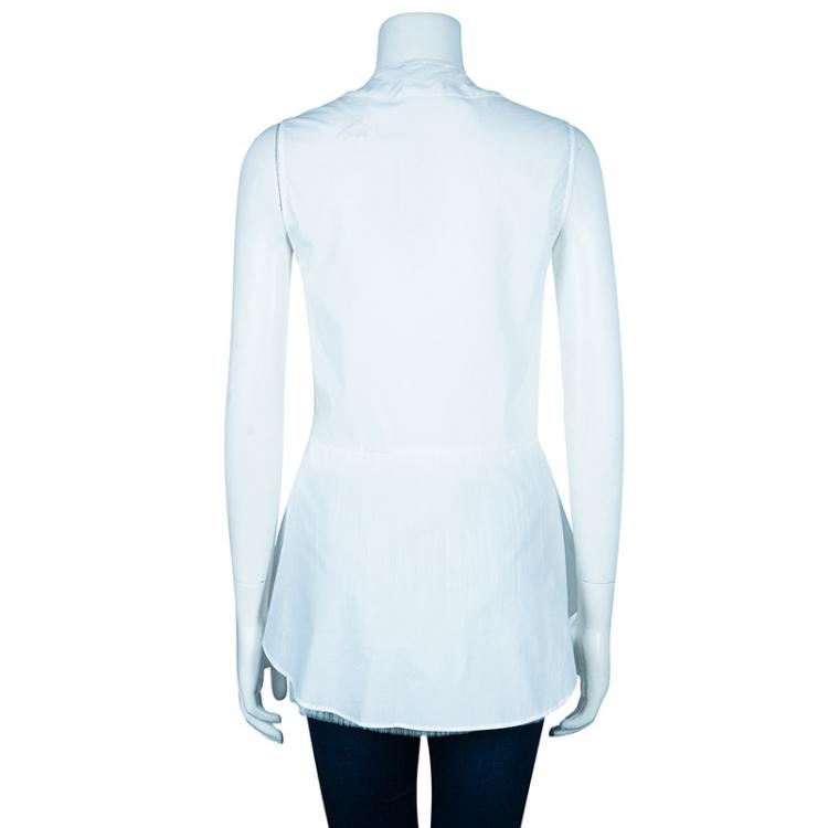 Pre Owned Derek Lam White Sleeveless Cotton Shirt L