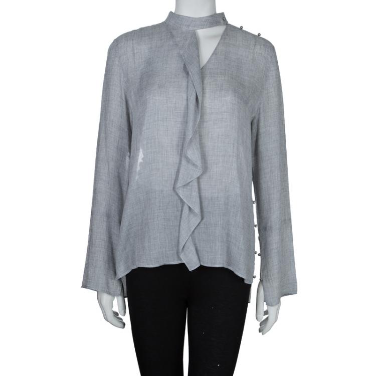 Pre Owned 10 Crosby Derek Lam Grey Long Sleeve Top M