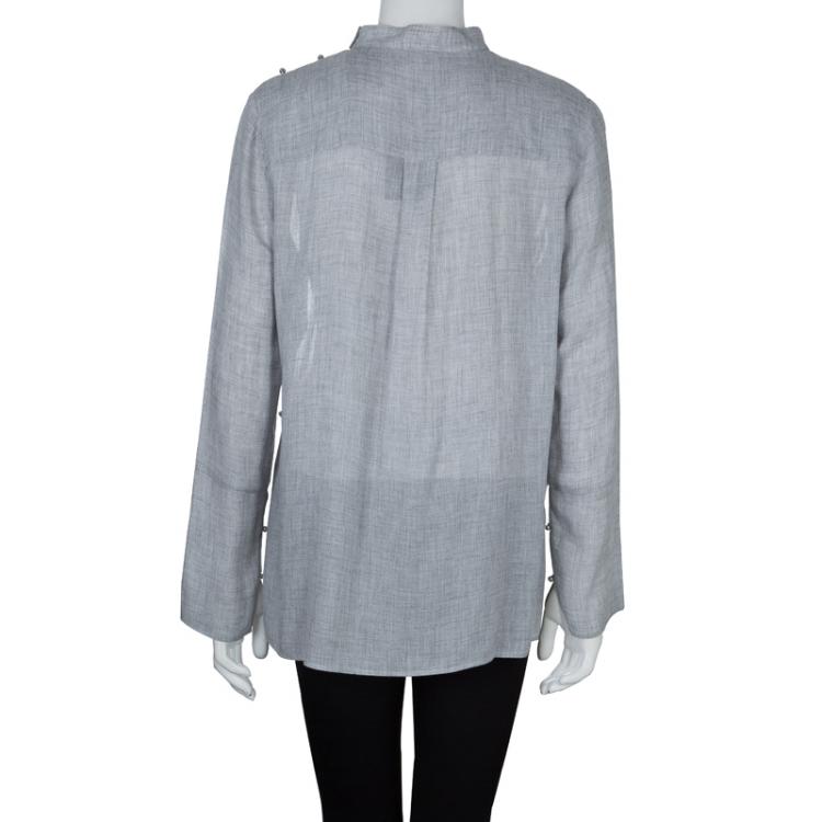 Pre Owned 10 Crosby Derek Lam Grey Long Sleeve Top M