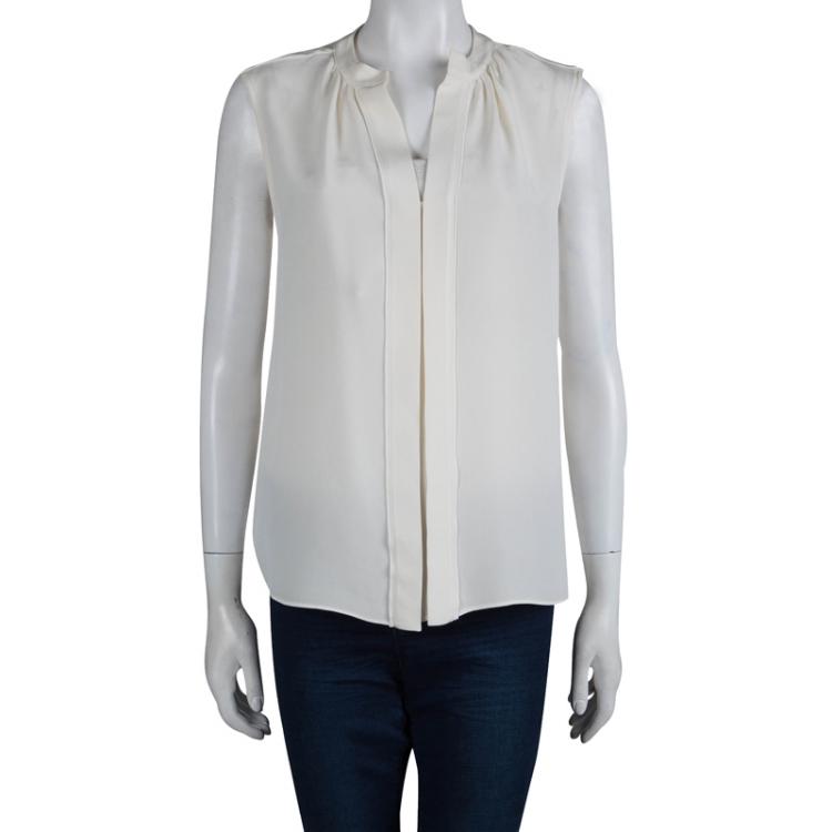 مملوكة مسبقًا Derek Lam Cream Silk  Sleeveless Top M