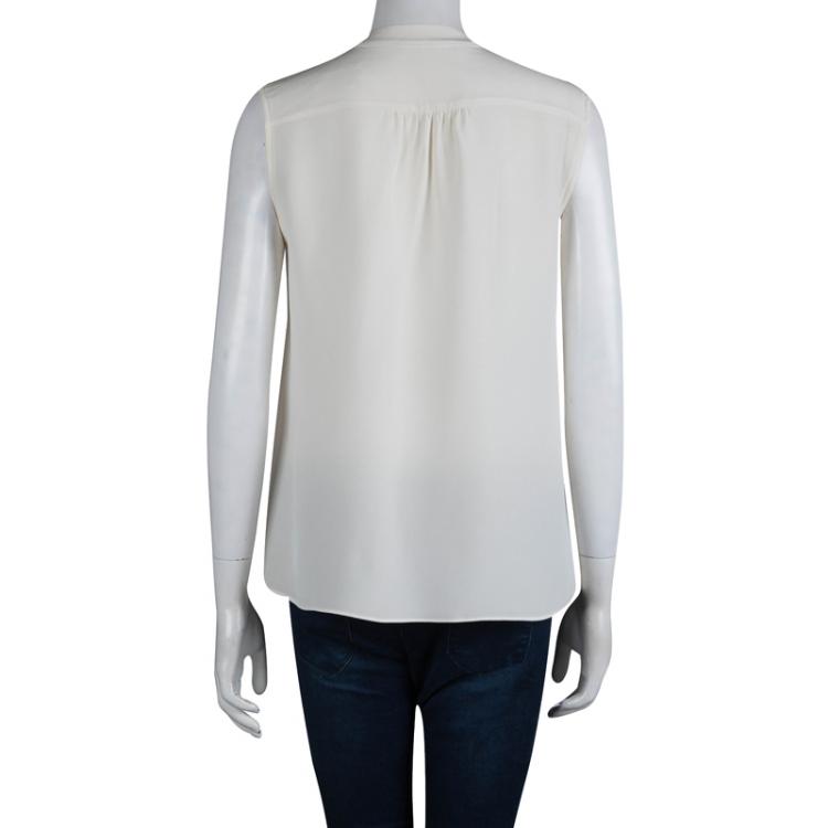 مملوكة مسبقًا Derek Lam Cream Silk  Sleeveless Top M