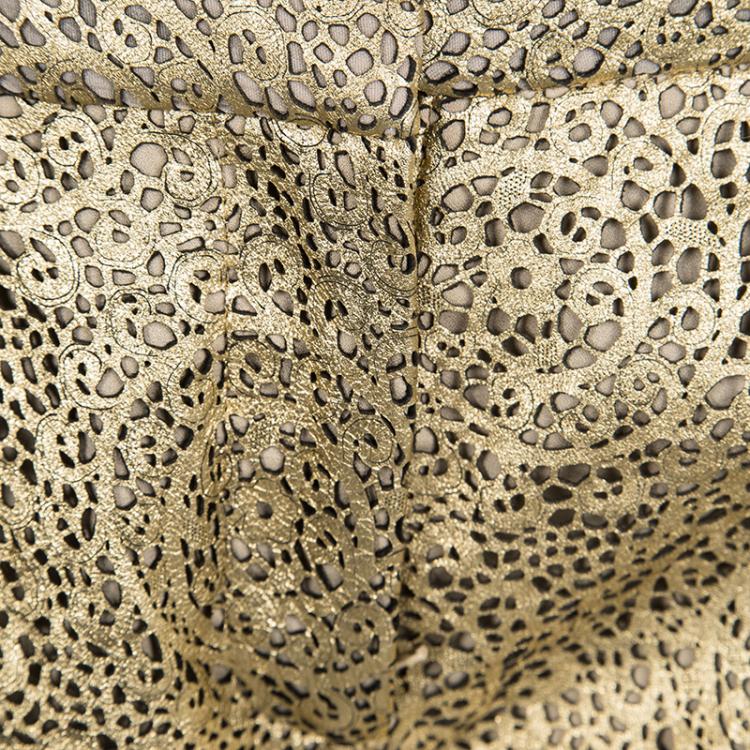 Pre Owned Diane Von Furstenberg Gold Naples Laser Cut Leather Shorts S