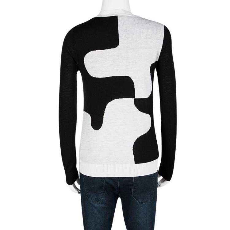Pre Owned Diane Von Furstenberg Monochrome Wool Daphne Sweater M