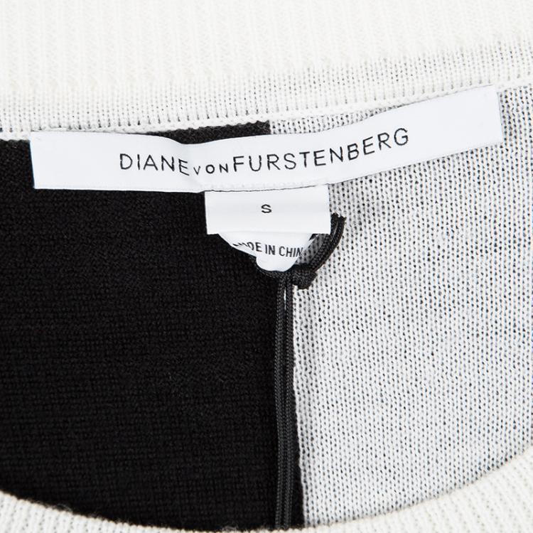 Pre Owned Diane Von Furstenberg Monochrome Wool Daphne Sweater S