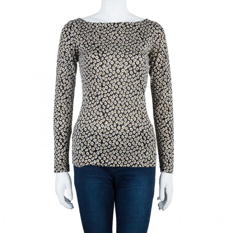 Pre Owned Diane von Furstenberg Sarita Long Sleeve Top S