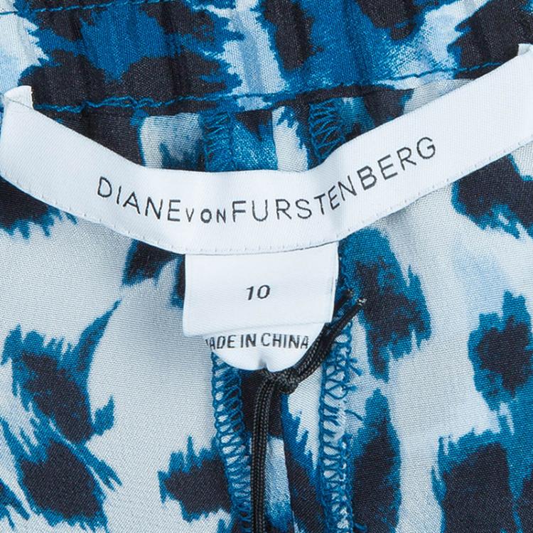 Pre Owned Diane Von Furstenberg Bennet Two Print Trousers L