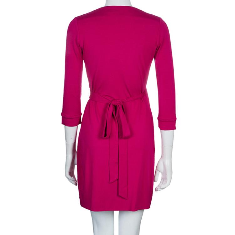 مملوكة مسبقًا Diane von Furstenberg New Julian Two Mini Pink Dahlia Wrap Dress S