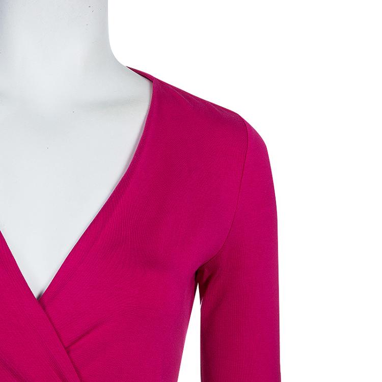 مملوكة مسبقًا Diane von Furstenberg New Julian Two Mini Pink Dahlia Wrap Dress S