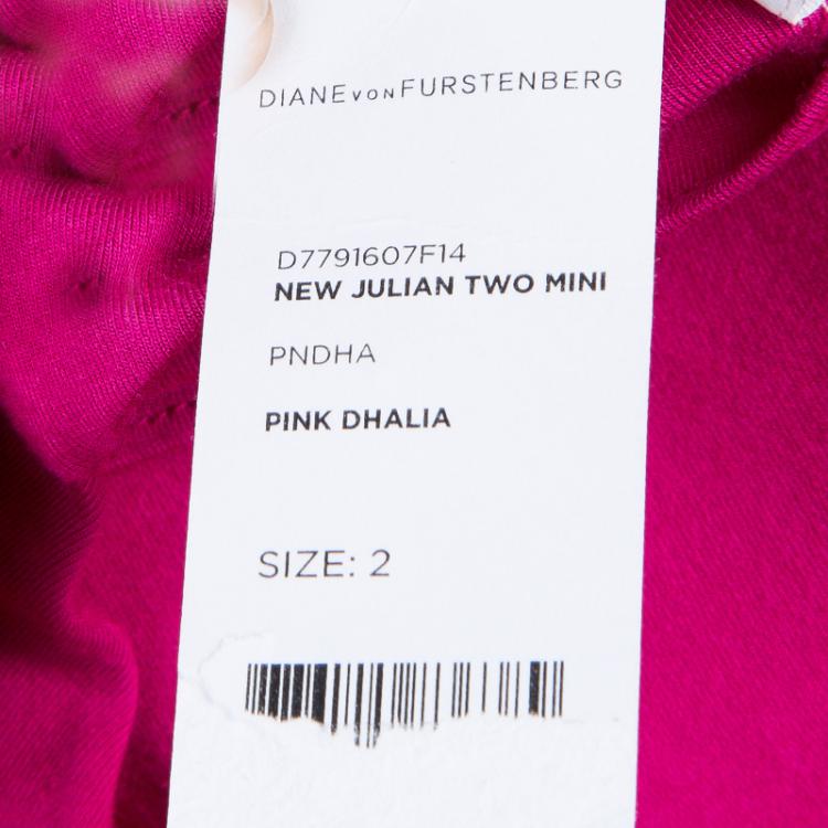 مملوكة مسبقًا Diane von Furstenberg New Julian Two Mini Pink Dahlia Wrap Dress S