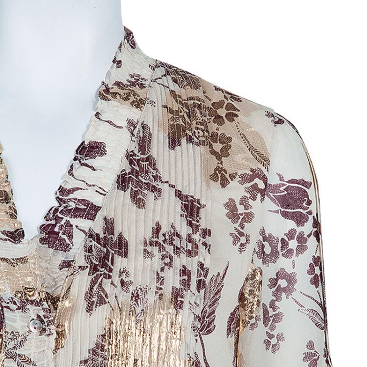 Pre Owned Diane Von Furstenberg Cream Printed Layla Dress M