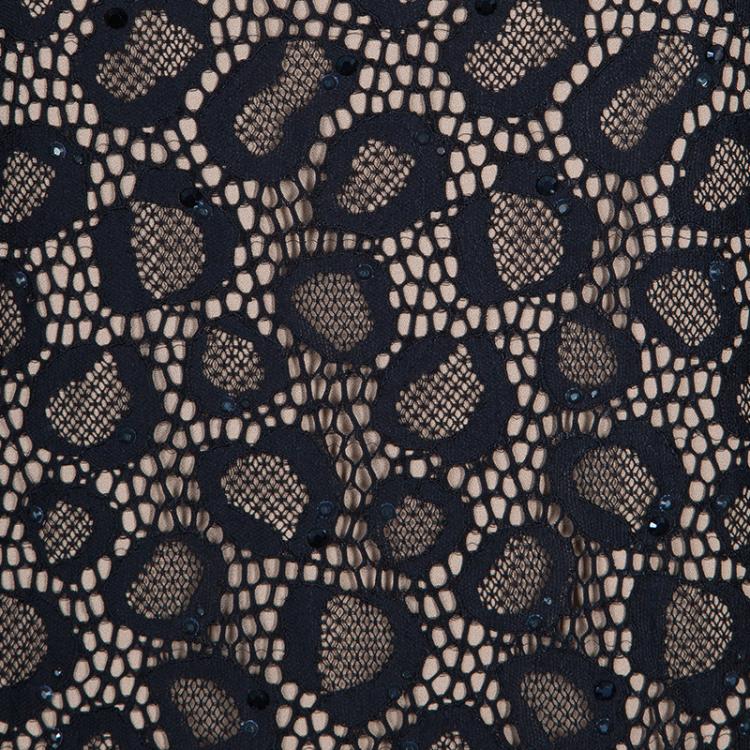 Pre Owned Diane Von Furstenberg Black Lace Zarita Embellished Dress S