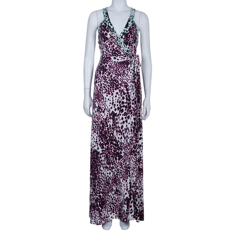 مملوكة مسبقًا Diane von Furstenberg Samson Printed Maxi Wrap Dress M