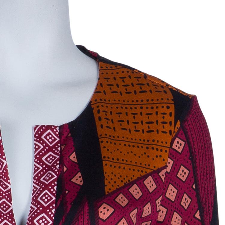 Pre Owned Diane von Furstenberg Multicolor Rose Long Tunic Dress M