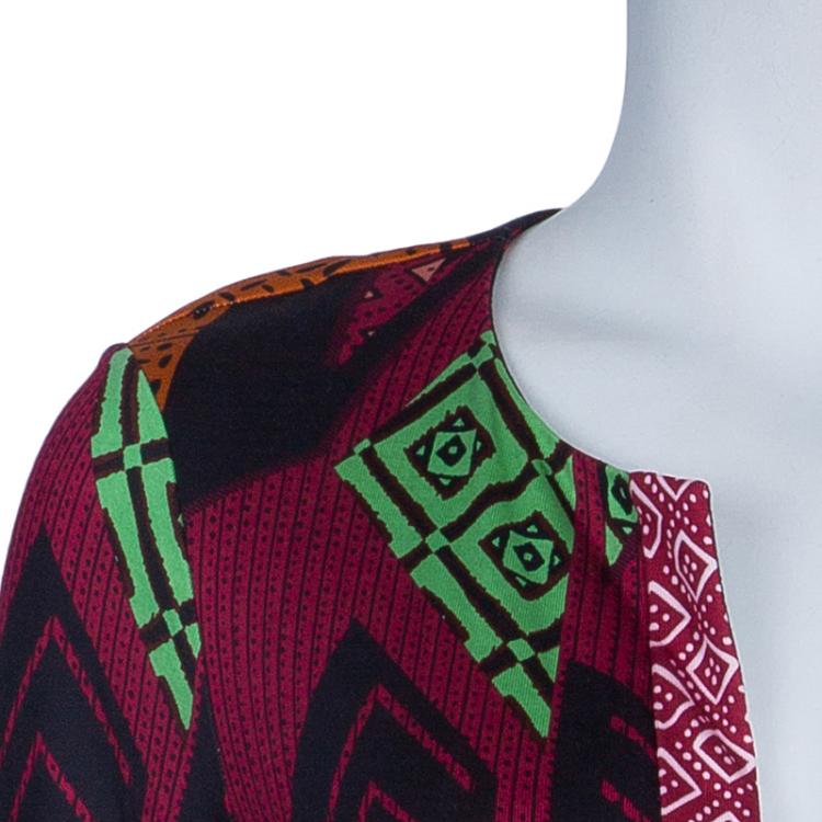 Pre Owned Diane von Furstenberg Multicolor Rose Long Tunic Dress M