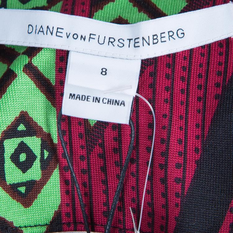 Pre Owned Diane von Furstenberg Multicolor Rose Long Tunic Dress M