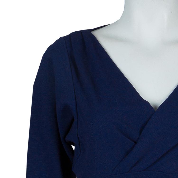 Pre Owned Diane Von Furstenberg Purple Knit Ruched Side Basuto Dress M