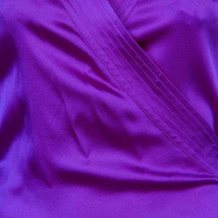 Pre Owned Diane Von Furstenberg Purple Silk Wraparound Long Sleeve Ariana Blouse L