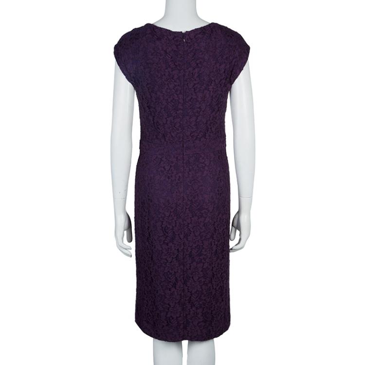 مملوكة مسبقًا Diane Von Furstenberg Purple Lace Cap Sleeve Katrina Dress L