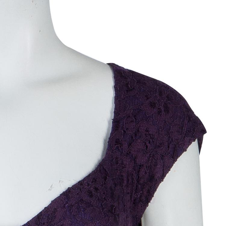 مملوكة مسبقًا Diane Von Furstenberg Purple Lace Cap Sleeve Katrina Dress L