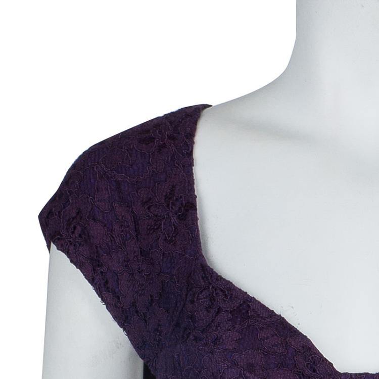 مملوكة مسبقًا Diane Von Furstenberg Purple Lace Cap Sleeve Katrina Dress L
