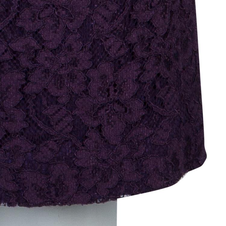 مملوكة مسبقًا Diane Von Furstenberg Purple Lace Cap Sleeve Katrina Dress L